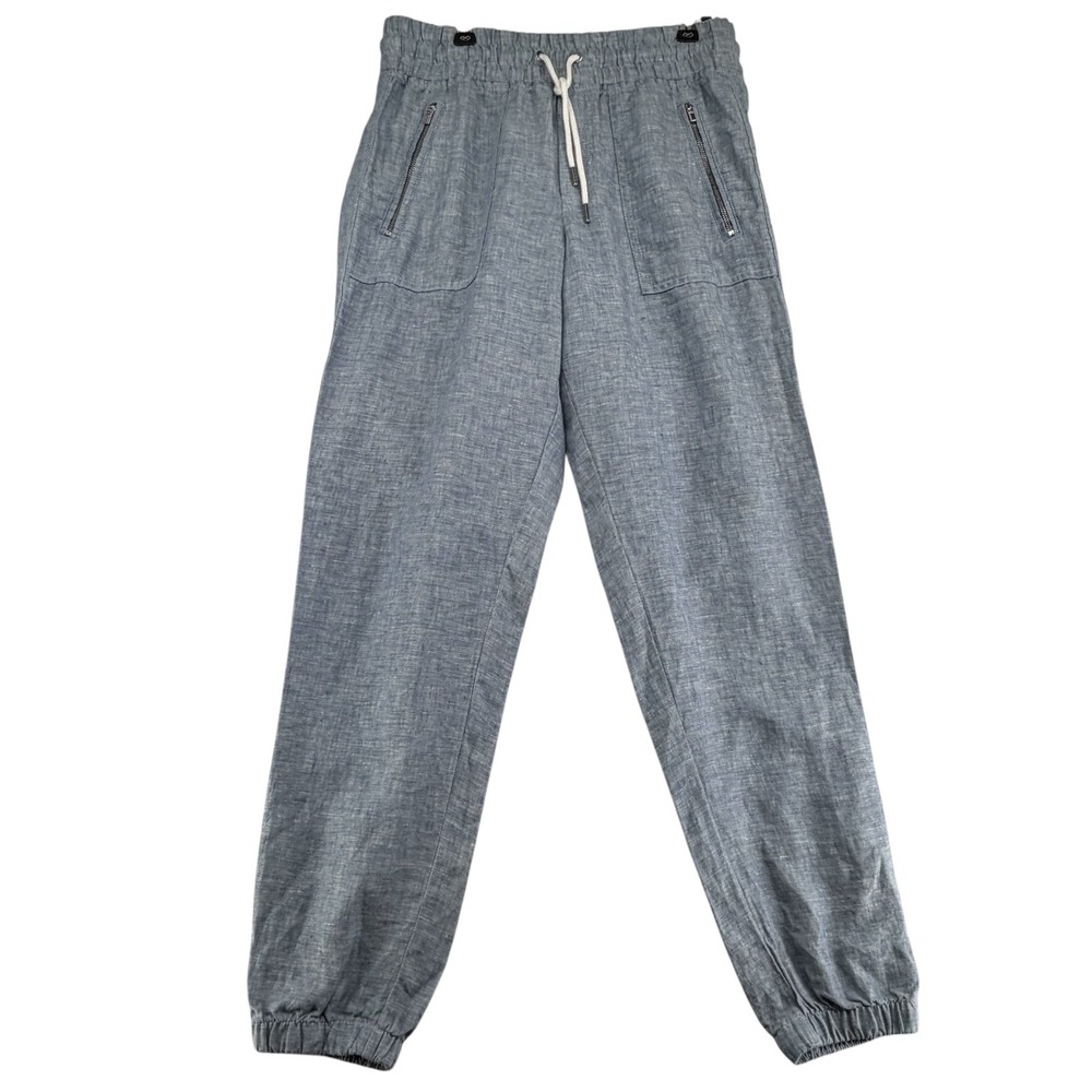 Athleta Cabo 100% Linen Jogger Womens 4 Chambray Blue Drawstring Pockets